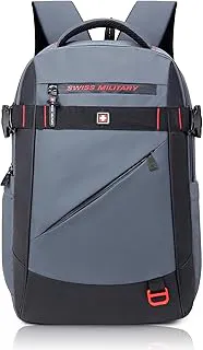SWISS MILITARY30L Unisex Laptop Travel Backpack for 15.6-Inch Laptops – with Luggage Strap, Detachable Key Ring, Anti-Theft Pocket, Expandable Bottle Pocket for Office and College Use