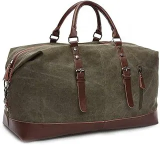 FUR JADEN40L Canvas Weekender Travel Duffle Cabin Bag with Detachable Shoulder Strap (Military Green)