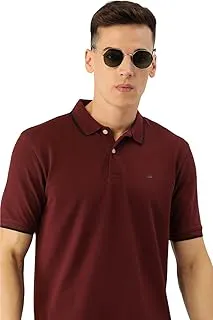 Peter EnglandMen's Snug Fit Solid Polo T-Shirt with Coloured Collar Tipping| Cotton Rich| Premium Pique Weave