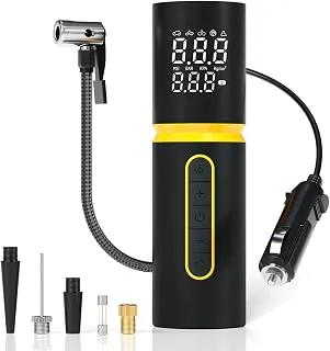 Portronics Vayu 5.0 Lite, Portable 12V DC Corded Tyre Inflator for Cars, 150 PSI, Fast Inflation, Digital LED Display, 3M Power Cord, Pressure Detection & Auto Shut Off, Emergency LED Light