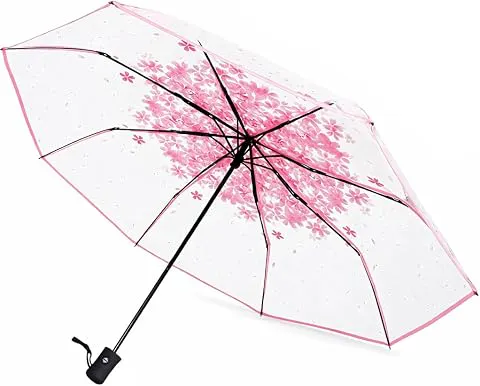 ContactsTransparent Windproof Travel Waterproof Canopy, Strong Fiberglass Frame Portable Umbrella for Rain