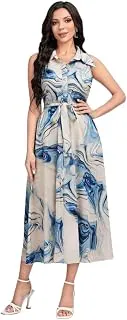 BollycluesWomen's Multicolor Cotton Sleeveless Maxi Dresses |Long Dress for Women| One Piece Western Dress for Women