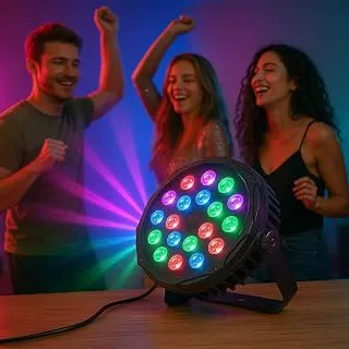 LED Stage PAR Light | Multi-Color RGB DJ Disco Light for Party, Concert, Wedding & Event Lighting | DJ Light | Disco Light | Party Light | (18LED-DJLIGHT)