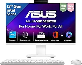 ASUS AiO V440,13th Gen,Intel Core i3-1315U,23.8"(60.4 cm),FHD,8GB RAM,512GB SSD,Win 11,Office 24,Retractable Camera,with Wireless Keyboard & Mouse,M365 Basic (1Y),V440VAB-KWPC001WS,White,All-in-One PC