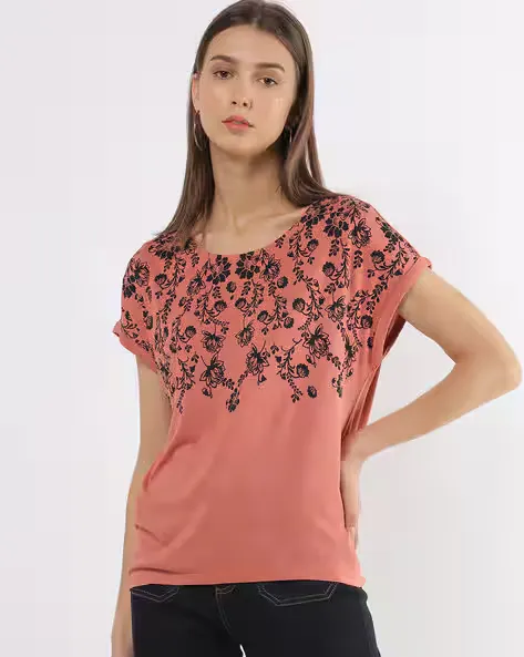 Floral Print Top with Extended Sleeves