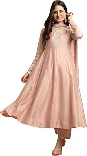 MOKOSHWomen’s Silk Embroidery Anakrali Kurta Pant with Dupatta