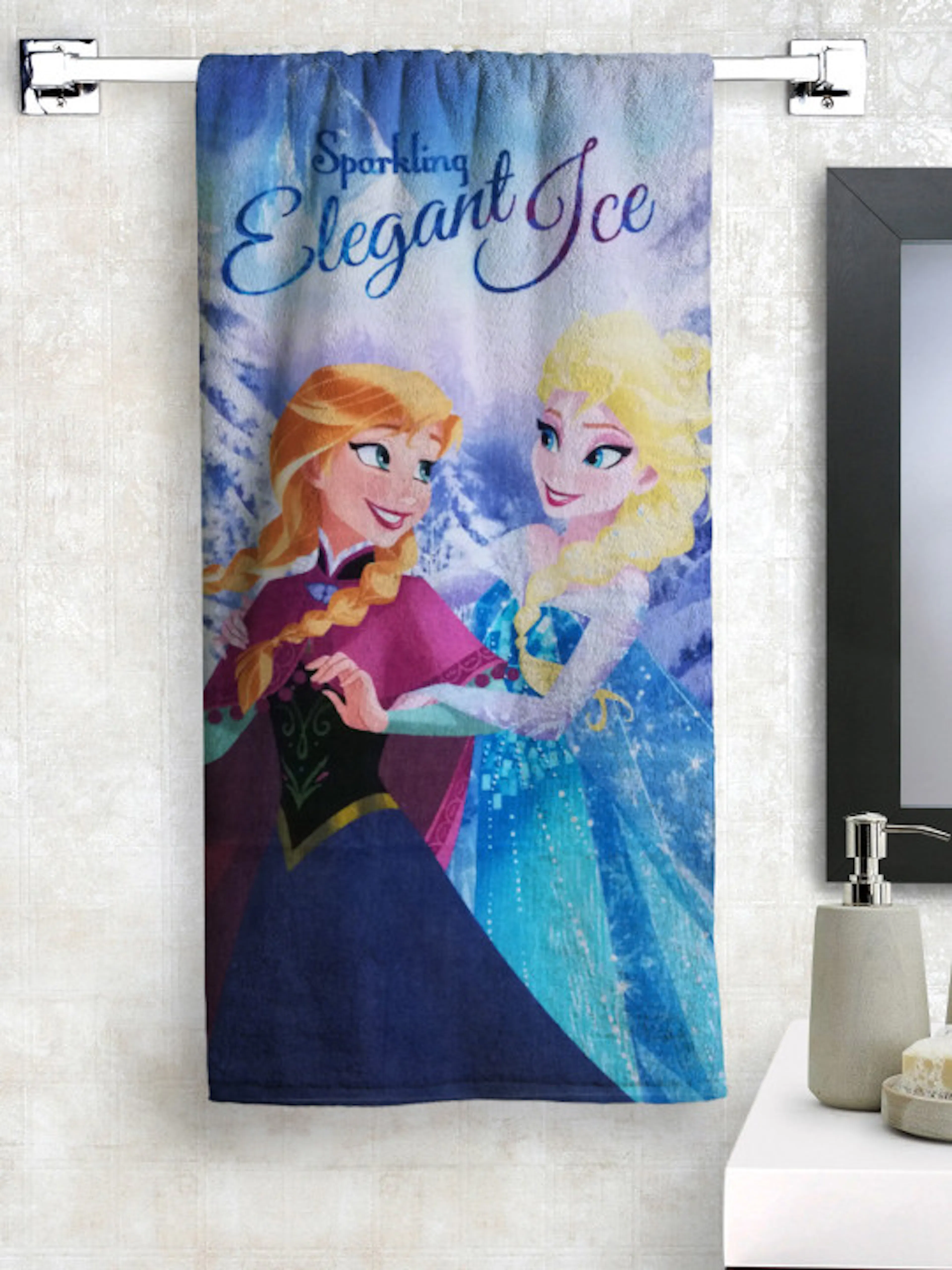 Disney Kids Blue & Orange Frozen Printed 350GSM Bath Towel