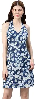 Yash GalleryWomen's Cotton Geometric A-Line Knee-Length Dress for Women