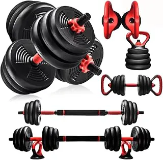 BURNLAB6 in 1 multifunctional weight training kit - Dumbbells, Kettlebells, Barbells & Push up brackets in 1 | Adjustable Weights | Perfect for Full Body Workout for Men & Women
