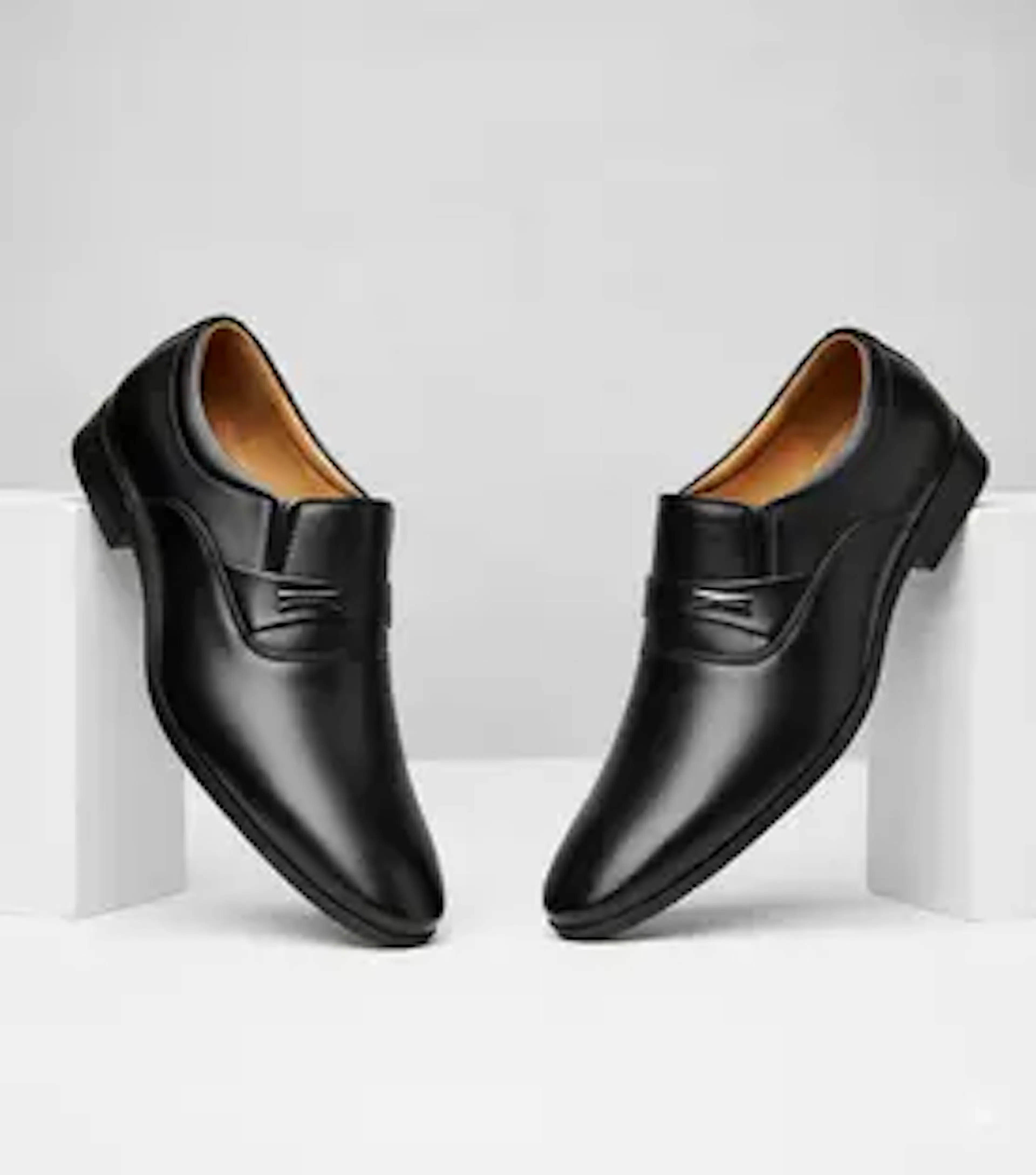 kickonus Stylish Men's Formal Slip-On Shoes - Premium Polished Synthetic Leather Loafers For Men