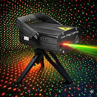 Mini RGB Laser Party Light Projector | 6 Dynamic Lighting Patterns | Sound-Activated DJ & Stage Light for Home, Weddings, Birthdays & Clubs (6 DOTT Design- (Black)