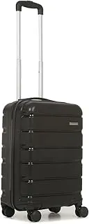 TEAKWOOD LEATHERSTeakwood Unisex Trolley Bag, Hard Cabin Trolley Small, 55 CM Trolley Bag for Travel, Lock System 360 Degree 8 Rotating Wheel (S, Black)