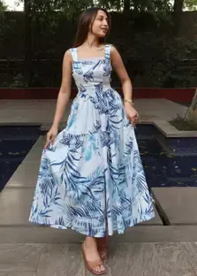 METRONAUT Women Maxi Blue Full Length Dress