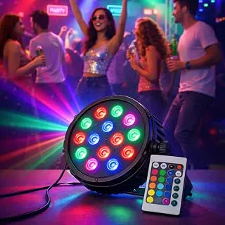 12 LED PAR DJ Light Remote Control - RGB | Ideal for Wedding Parties | Events | DJ Stage | 15CM Dia | DJ Light | Home DJ Lights | Stage DJ Lights | Disco Light for Party & Stage