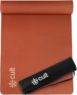 CULT Yoga Mat for Woman, Man & Kids | 6mm Extra Thick TPE Anti-Slip Exercise Mat for Workout & Home Gym | Durable Eco-Friendly Floor Fitness Mats with Travel Strap (Brown)
