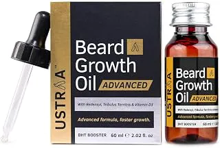 UstraaBeard Growth Oil Advanced - 60ml - Lab Tested, For Patchy Growth, With Redensyl and DHT Booster, No Sulphates, Parabens, Silicone, or Mineral Oil.