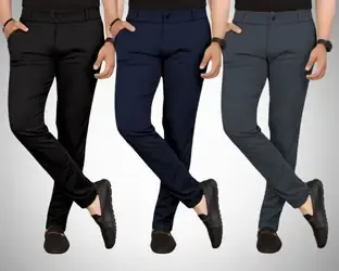 CRESIM Slim Fit, Regular Fit Men Black, Blue, Grey Trousers