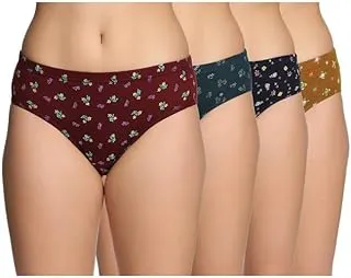 Lux KarishmaWomen's 100% Pure Cotton Panty - Soft, Comfortable & Skin-Friendly | Lux Panty for Everyday Comfort (Pack of 4) (Color & Print May Vary)