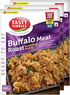 TASTY NIBBLES Ready to Eat Buffalo Meat Roast 200GM Pouch| Kerala Special | Open Heat & Eat | Non-Vegetarian | No Added Preservatives | Japanese Retort Technology 200GM Pouch (Pack of 1)