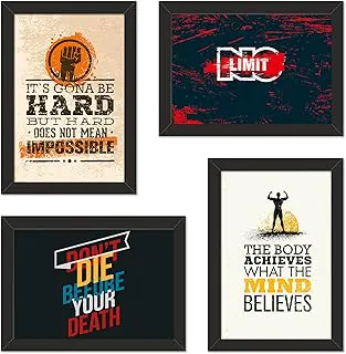 PAPER PLANE DESIGN Framed Poster For Gym Wall Motivation Set of 4 (GYM-E)