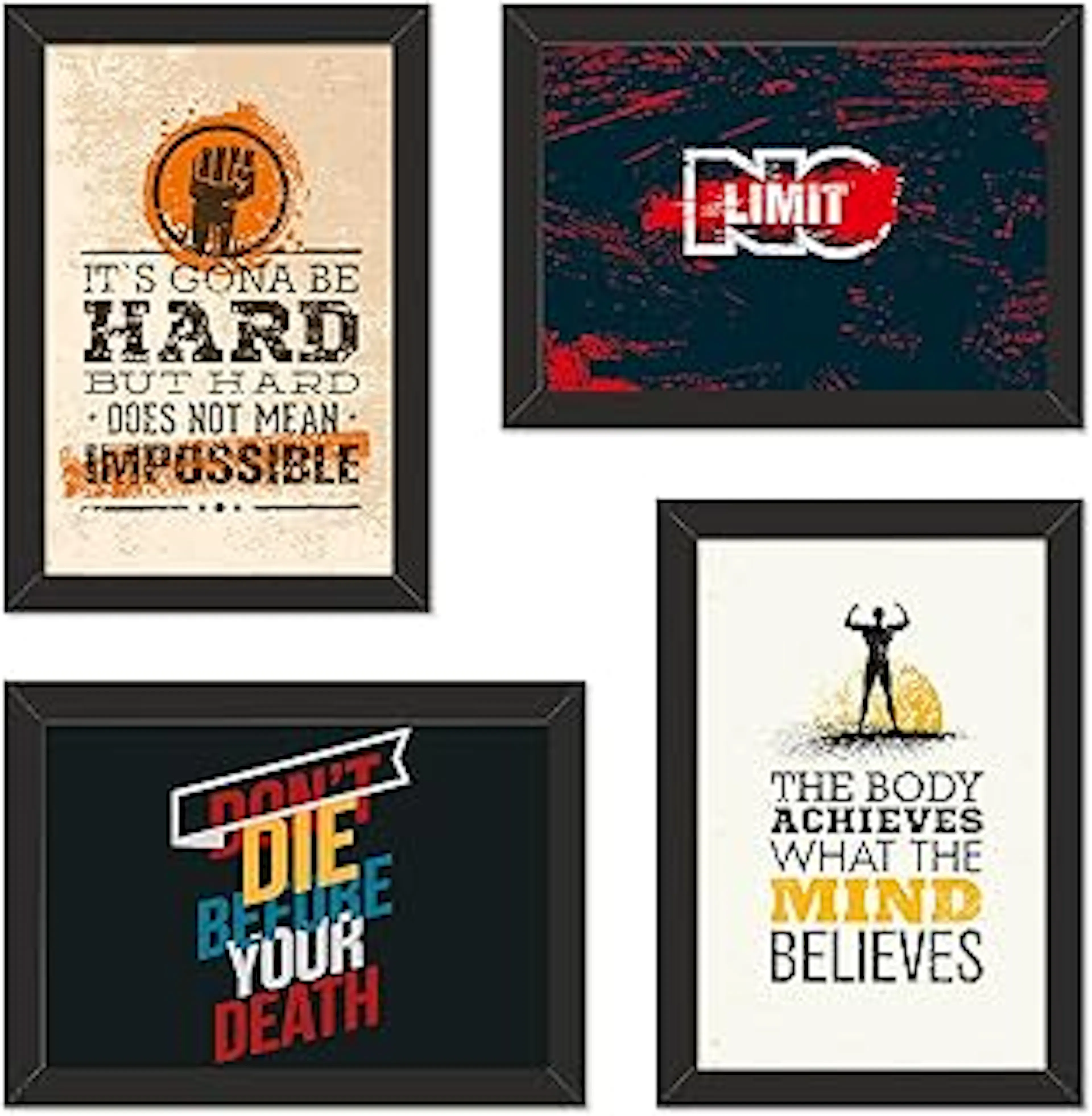 PAPER PLANE DESIGN Framed Poster For Gym Wall Motivation Set of 4 (GYM-E)