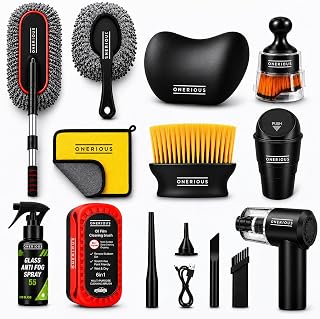 10 PCS Car Cleaning Kit Combo with Portable Car Vacuum Cleaner | Car Memory Foam Pillow with Car Dustbin, Detailing Brush, Microfiber Cloth, SUVs Cleaning Kit (Large 10 Pack)