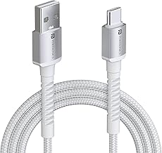 Portronics Konnect X 3A Unbreakable Nylon Braided USB to Type C Fast Charging Cable 2M Long, Supports All Type C Smartphones and Devices(White)