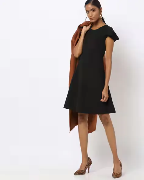Skater Dress with Ruffled Sleeves