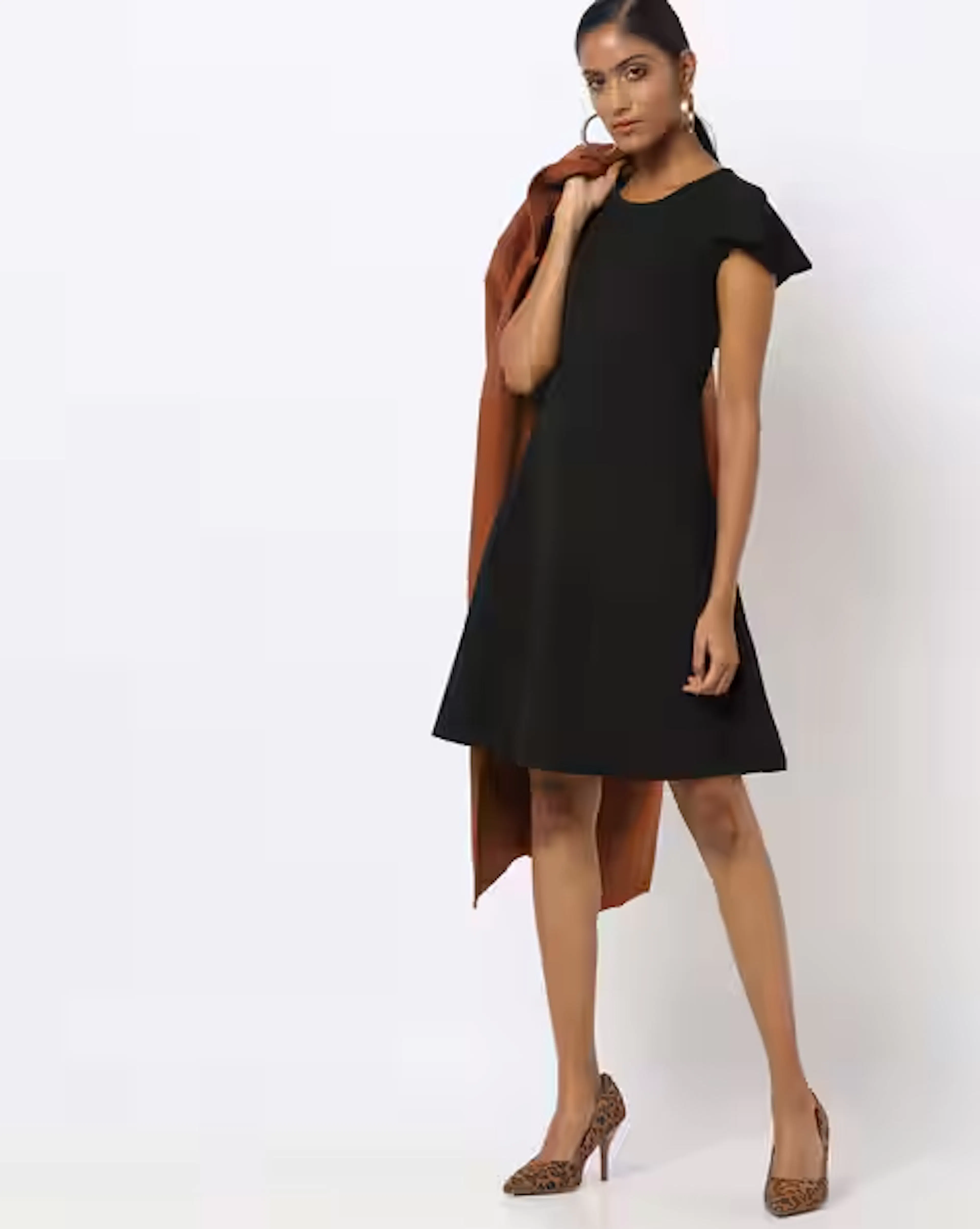 Skater Dress with Ruffled Sleeves