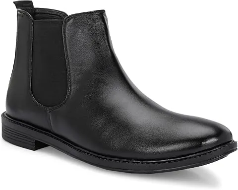 AADIMen's Synthetic Leather Lightweight Comfortable Trendy Outdoor Casual Shoes Slip On Chelsea Boots