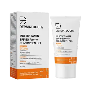 Dermatouch Sunscreen - SPF 50 PA++++ Multivitamin Gel | UVA-UVB Protection | Zero White Cast
