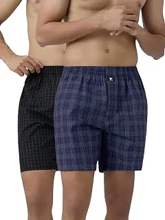 XYXXMen's Checkmate Relaxed Fit Cotton Boxer Shorts with Dual Pocket & No Marks Waistband (Pack of 2)
