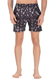 Sportinger Printed Men Black, Grey Board/Swim Shorts
