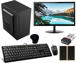 Desktop Computer Set with i5 3470, 8GB RAM, 256GB SSD, 19-inch Monitor, Keyboard, Mouse, WiFi, Speakers, Windows 10, Black