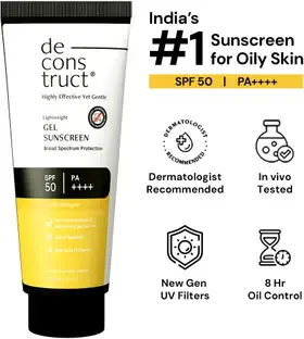 Deconstruct Sunscreen - SPF 50 PA++++ | Lightweight Gel Sunscreen |In-Vivo Tested | Non Greasy | For Men & Women |