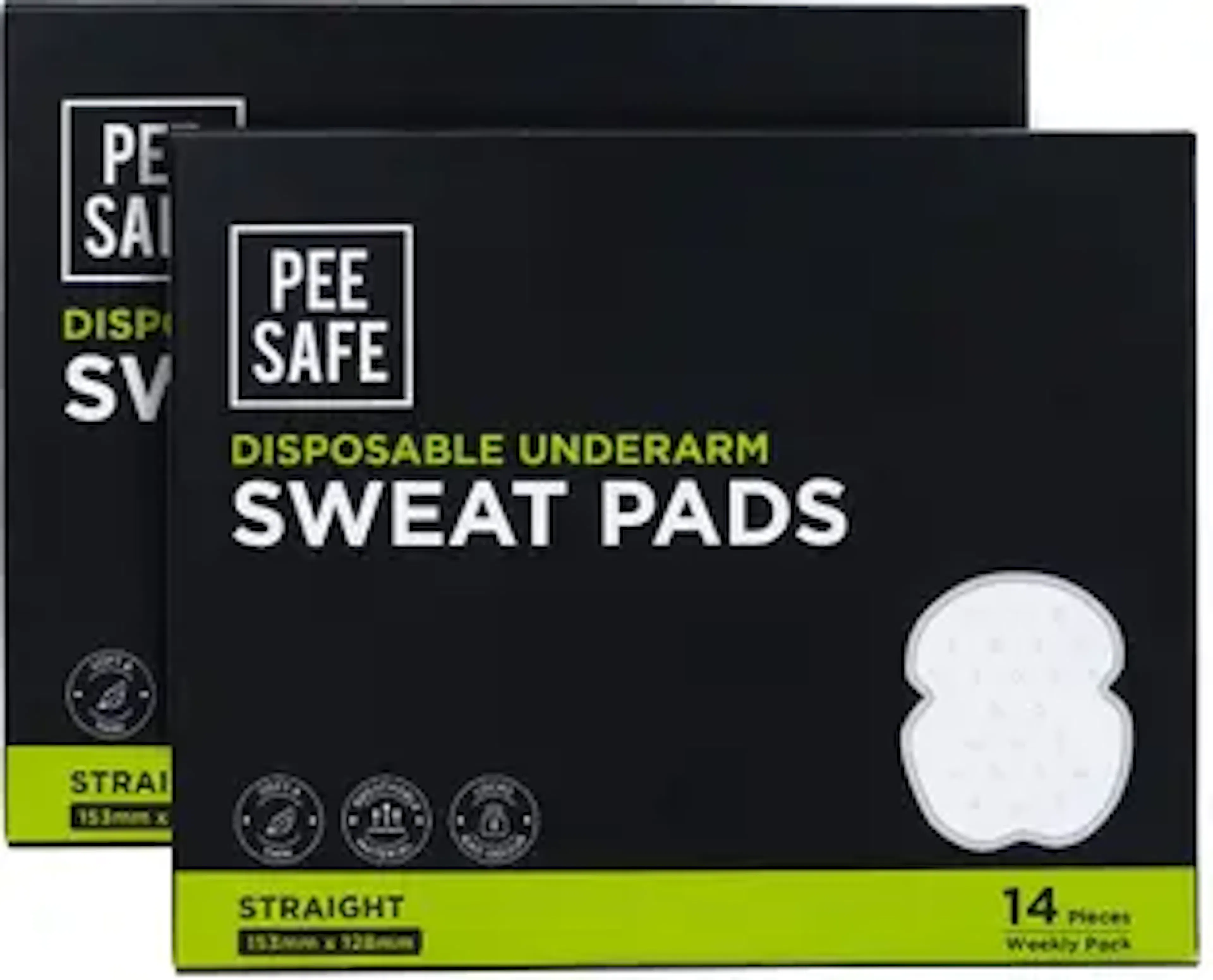 Pee Safe Disposable Underarm Sweat Pad Straight, 14 Pair Sweat Pads