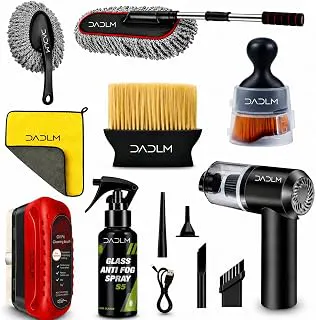 DADLM® 8 PCS Car Cleaning Kit with 120W Portable Vacuum Cleaner, Interior Detailing Accessories, Duster, Detailing Brush, Anti-Fog Spray, Microfiber Cloth (X-Large 8 Pack)