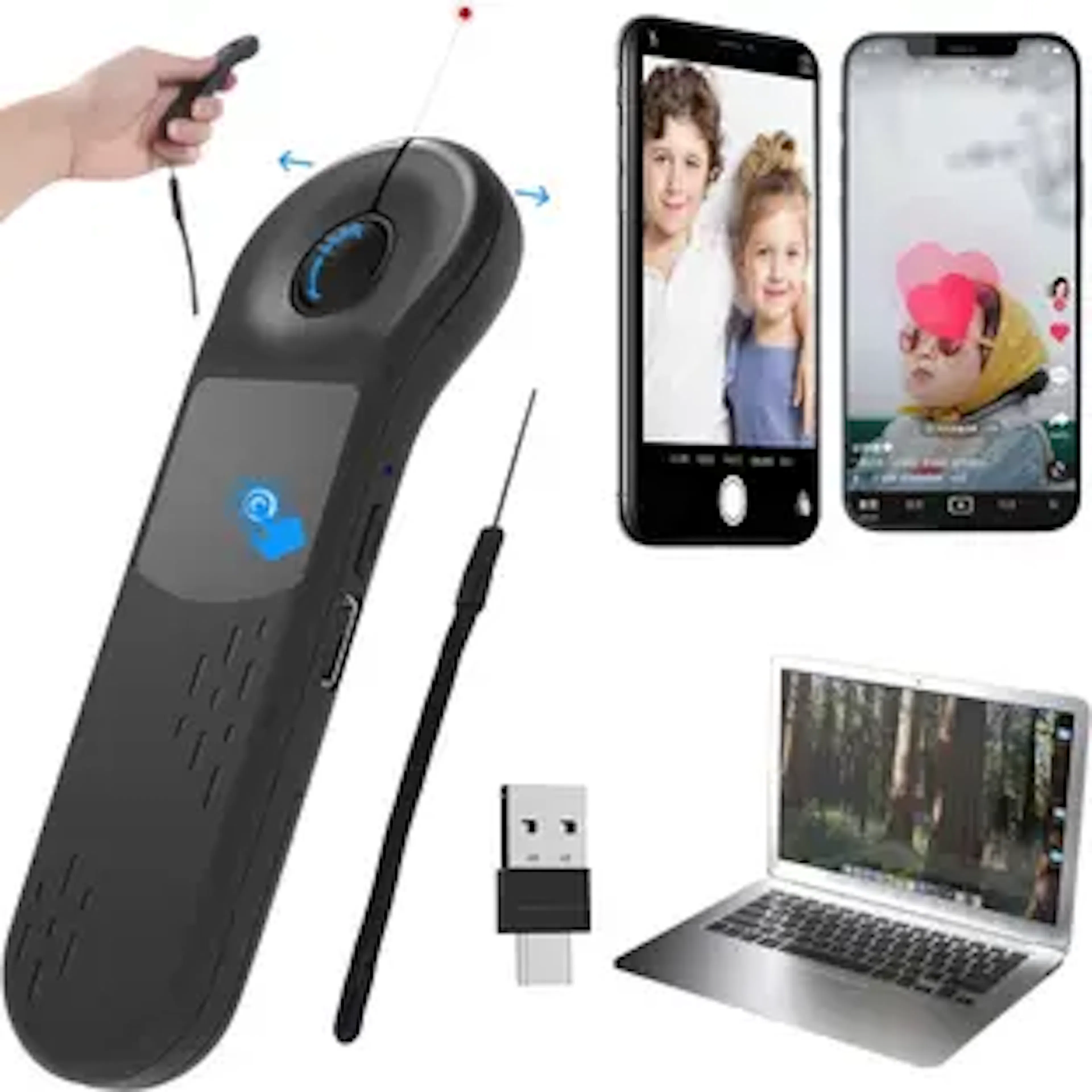 Bwogue Air Mouse Remote Control, Wireless Bluetooth & 2.4G Laser Pointer with Touchpad Ergonomic Laser Gaming Mouse With Bluetooth