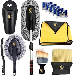 LUDE Car Cleaning Kit |Exterior Car Duster Microfiber Brush |Car Interior Cleaning Brush Set,Microfiber Cloth,Mini Car Dustbin |Free 5 Glass Cleaner Tablets|Car Cleaning Accessories 2026 Combo Set