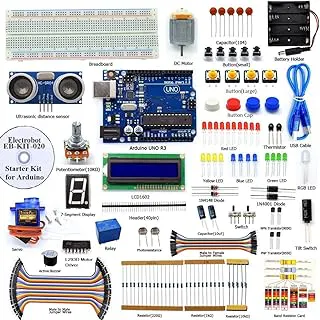 Electrobot DIY Ultrasonic Distance Sensor Starter Kit for UNO R3, LCD1602, Breadboad, DC Motor, Starter/Beginner Kit for Uno R3 microcontroller with User Manual/Guidebook(PDF) and C Code