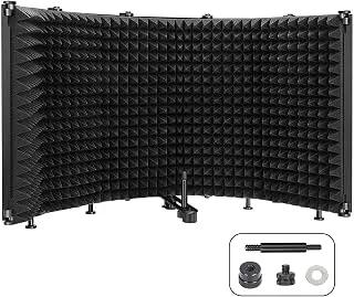 Portable 5 Panel Foldable Microphone Isolation Shield - YGM Acoustic Foams Review for YouTubers