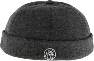 Mens Vintage Docker Hat Wool Felt Leon Beanie Cap Adjustable Deep Gray