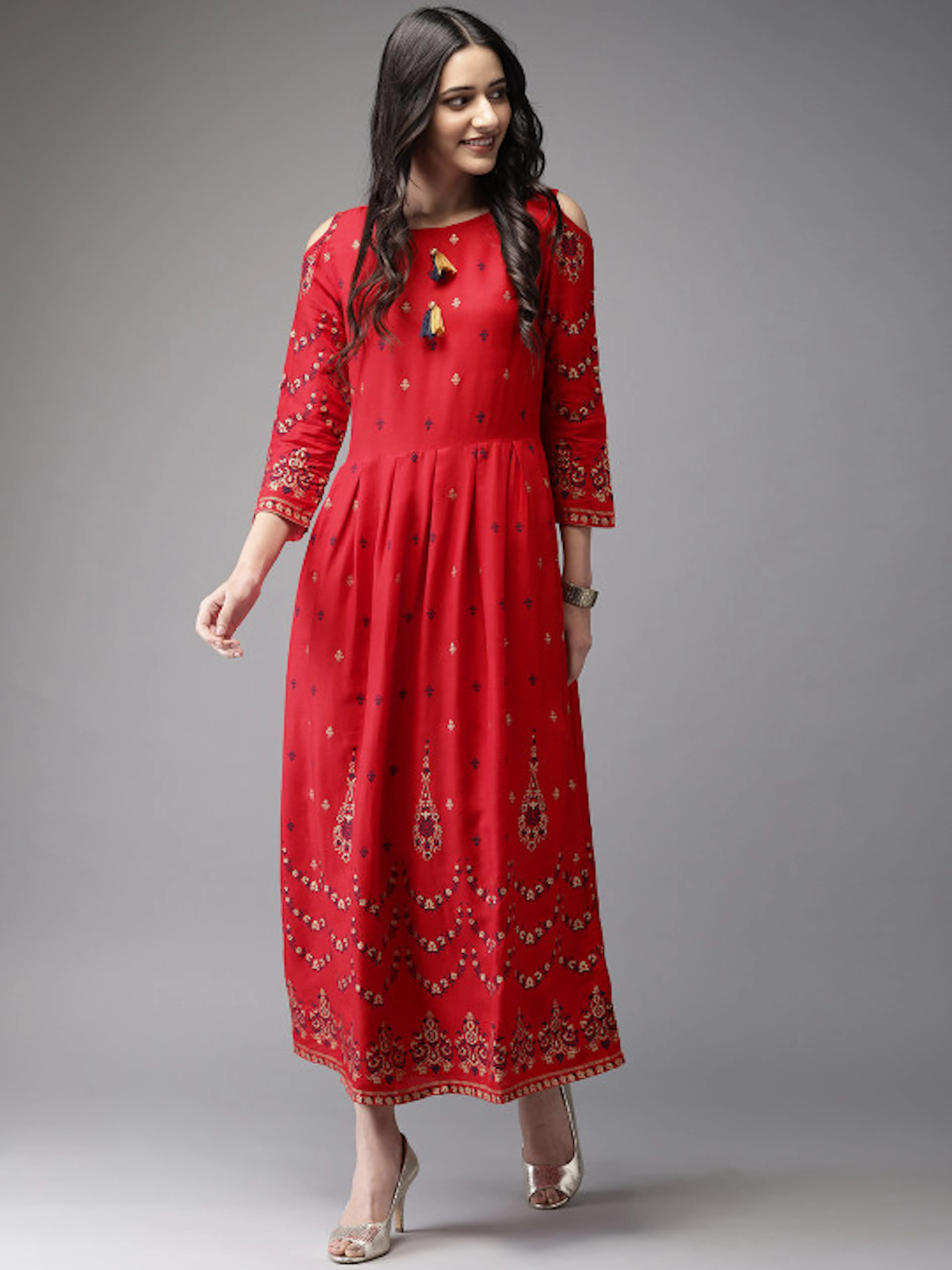 Anouk Women Red Printed A-Line Kurta