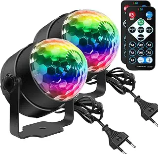 Disco Ball, SEBRUANC Disco Lights LED Party Lights Music Controlled Disco DJ Party Lamp 360° Rotating Ball Lights 3W RGB Stage Lights with Remote Control for Home Birthday Christmas 2pcs