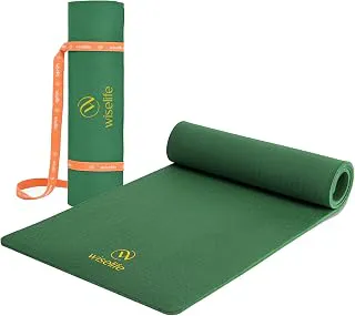 WiseLife Classic Eco-TPE 10 MM Yoga Mat with Yoga Strap for Men & Women | Extra Thick, Long & Wide Non-Slip, Anti-Tear Exercise Mat for Home, Gym, Workout, Fitness, Yoga & Pilates (Green)