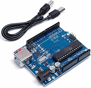 UNO R3 Board Compatible with Arduino | ATmega328P Microcontroller | USB Cable Included | Perfect for DIY Robotics, STEM Kits, Coding & Electronics Projects
