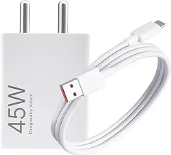 Mi Xiaomi Original 45W Turbo Fast Charger Combo/Rapid Charging with Qualcomm Quick Charge 3.0. Includes USB Type-C 3A Fast Charge Cable. Compatable with mobiles, laptops, and Power Banks (White)