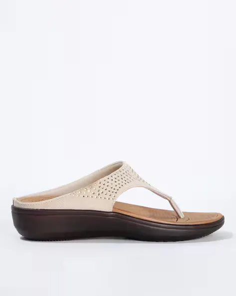 Embellished Thong-Strap Flat Sandals