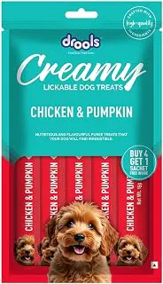 Drools All Life Stages Dog Treats Creamy 5 Sticks Tasty & Nutritious Snack for All Breeds (15g x5) 75g | Chicken & Pumpkin Flavour | Ideal for Training | Supports Hydration | Boost Muscle Health