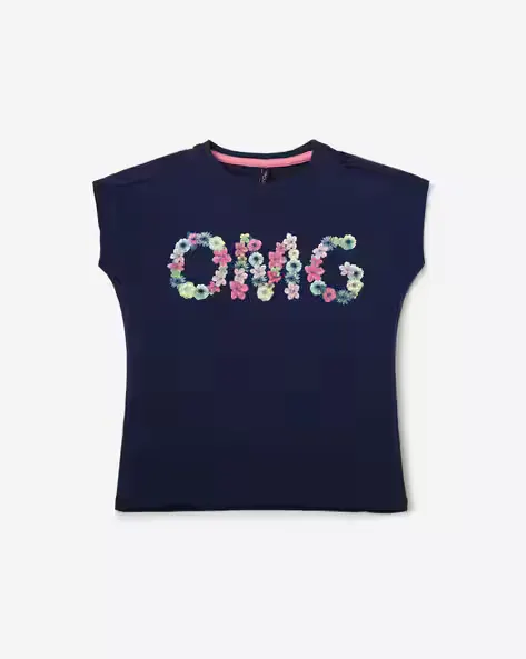 Typographic Print Round-Neck T-shirt